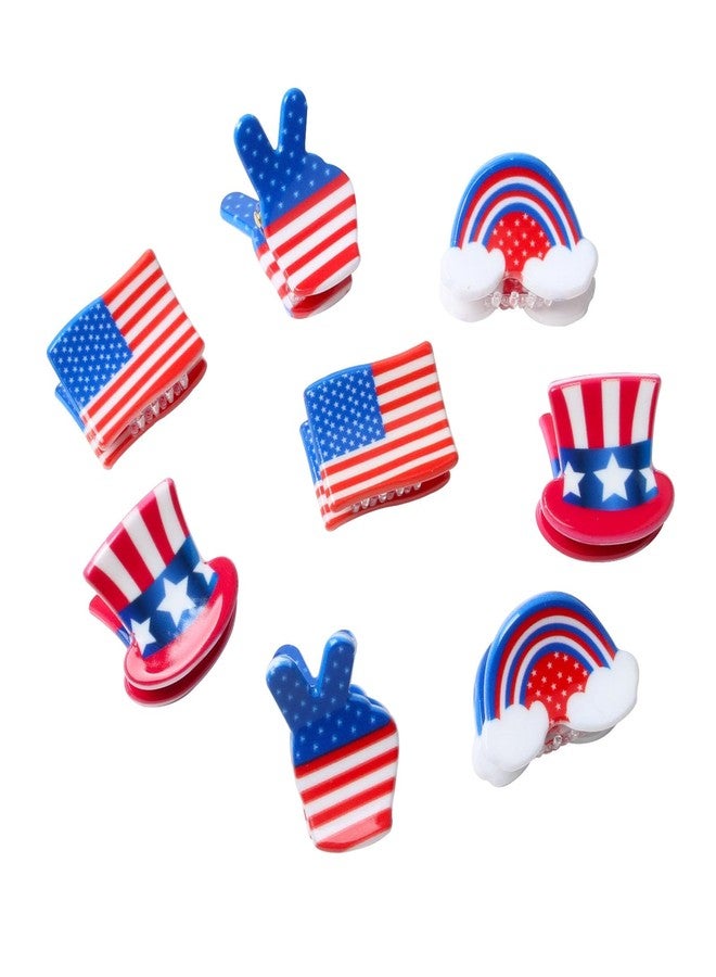 Cuizhiyu 8PK Small 4th of July Hair Claw Clips for Girls Women Flag Hair Clips Cute Independence Day Hair Accessories - Image 1
